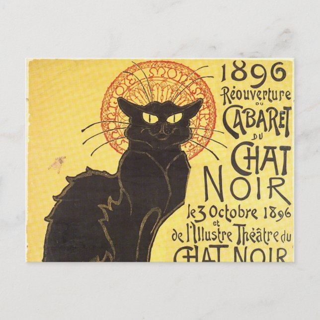 Chat Noir Steinlen Belle Epoque Vintage Art Postcard (Front)