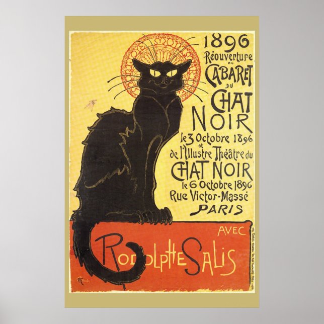 Chat Noir Steinlen Belle Epoque Vintage Art Poster (Front)