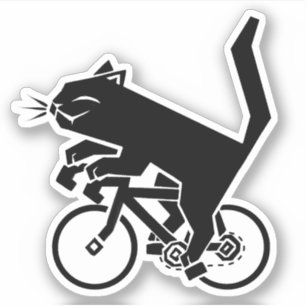 Chat noir sur Bicyclette Sticker en vinyle coupé s