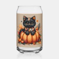 Chat noir sur Citrouille avec Motif de courtepoint
