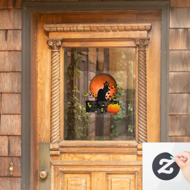 Chat Noir Thanksgiving Window Cling (Home Door)