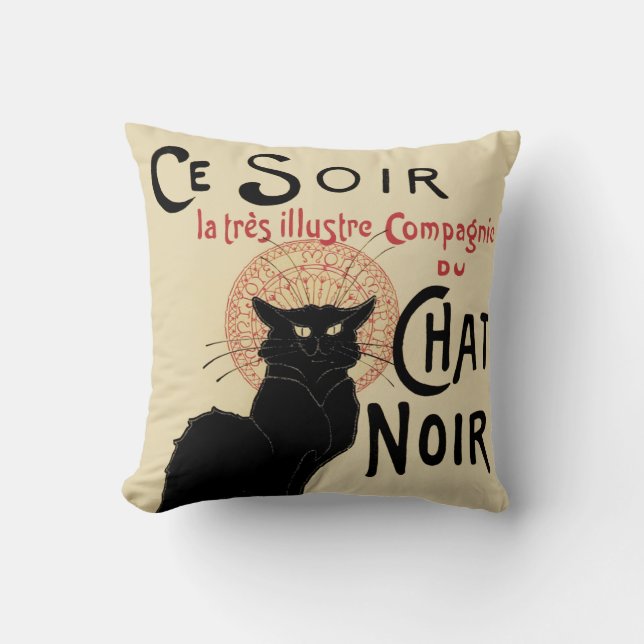 Chat Noir Throw Pillow (Front)