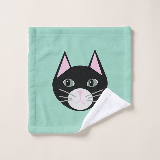 Chat noir vert (Gant de toilette)