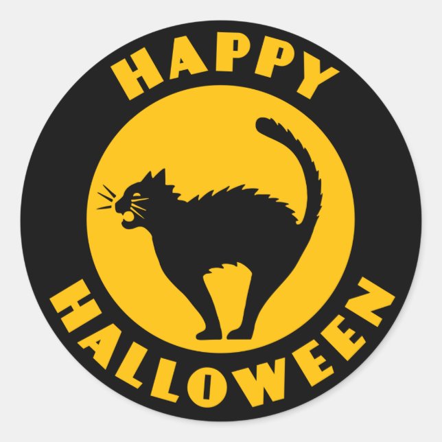 Chat noir vintage - Happy Halloween Sticker (Devant)