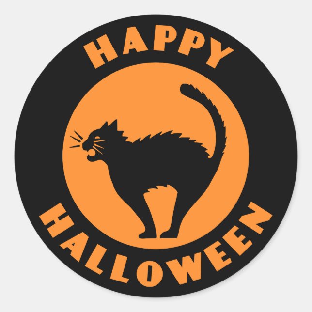 Chat noir vintage - Happy Halloween Sticker (Devant)