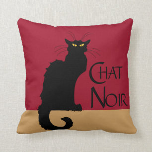 Chat Noir Vintage Throw Pillow