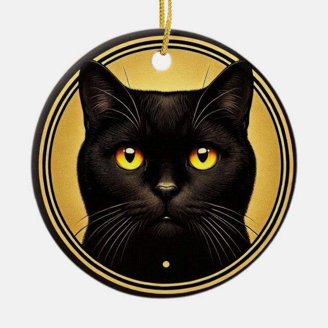Chat noir Yellow Eyes Ornement (Devant)