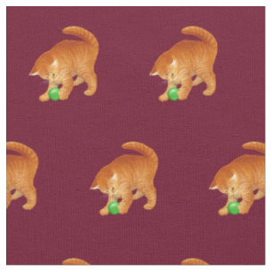 Chat orange de Kitty jouant avec le tissu de boule