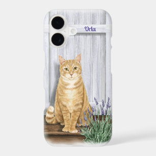Chat orange gingembre à la porte lavande Personnal