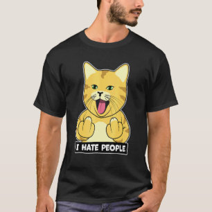 Chat Orange Je Déteste Les Gens Tshirt Drôle Kitty