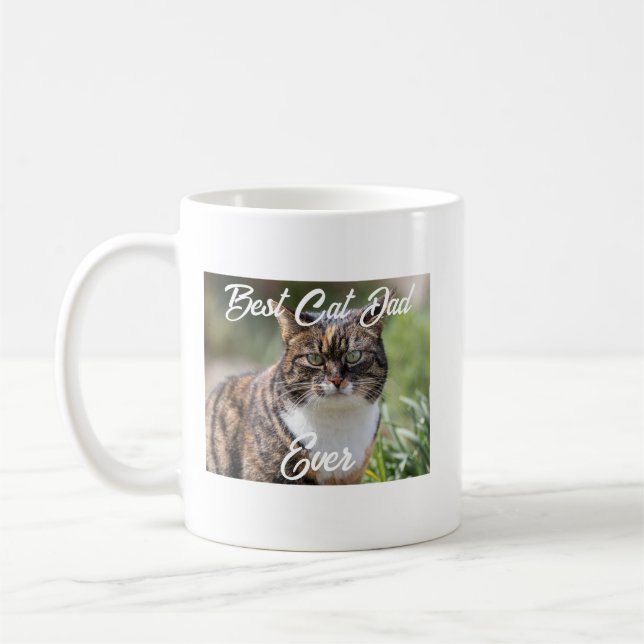 Chat Papa Mug - Photo personnalisée et nom Meilleu (Gauche)