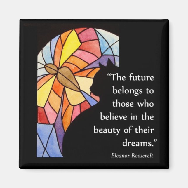 Chat par fenêtre avec papillon - Aimant (Devant)