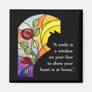 Chat par la fenêtre - aimant