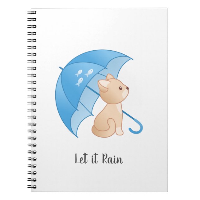 Chat Parapluie Bleu Laissez-le pleuvoir Carnet (Devant)