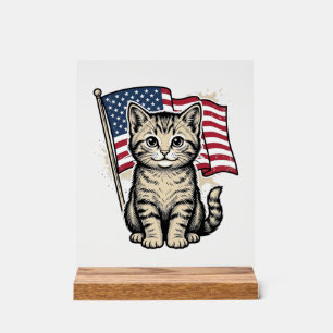 Chat patriotique avec drapeau américain vecteur vi