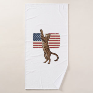 Chat patriotique Drapeau américain Design vectorie