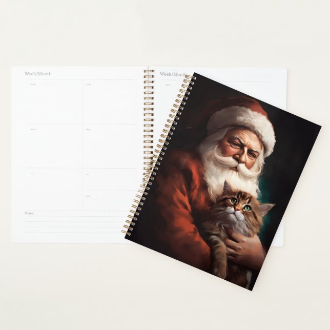 Chat Perse avec Noël Festif du Père Noël (Devant avec enveloppe)