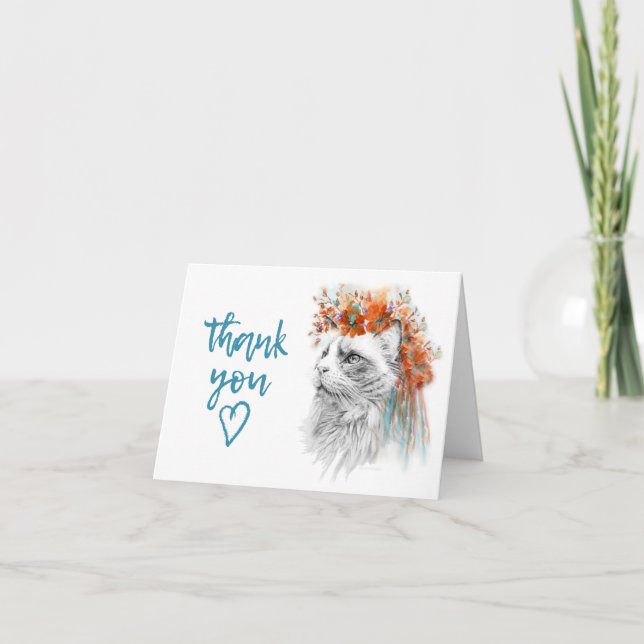 Chat perse Carte de remerciements (Devant)