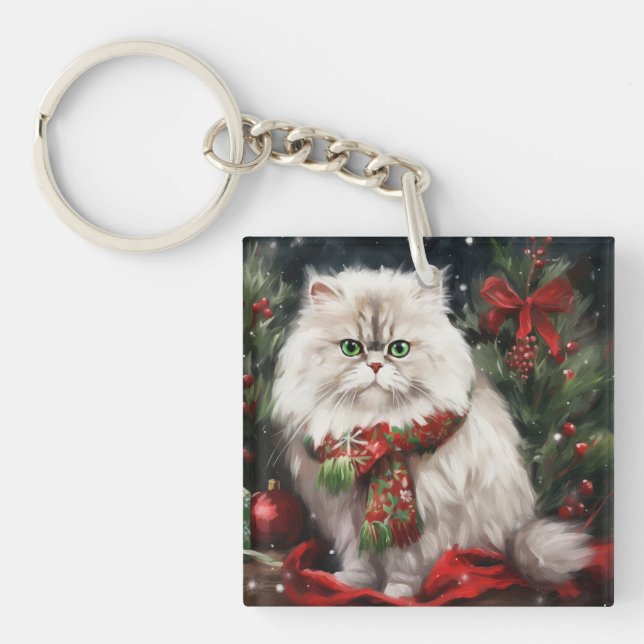 Chat perse en Noël de neige (Devant)