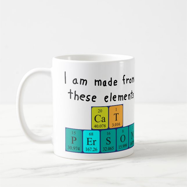 Chat Personne nom de table périodique mug (Gauche)