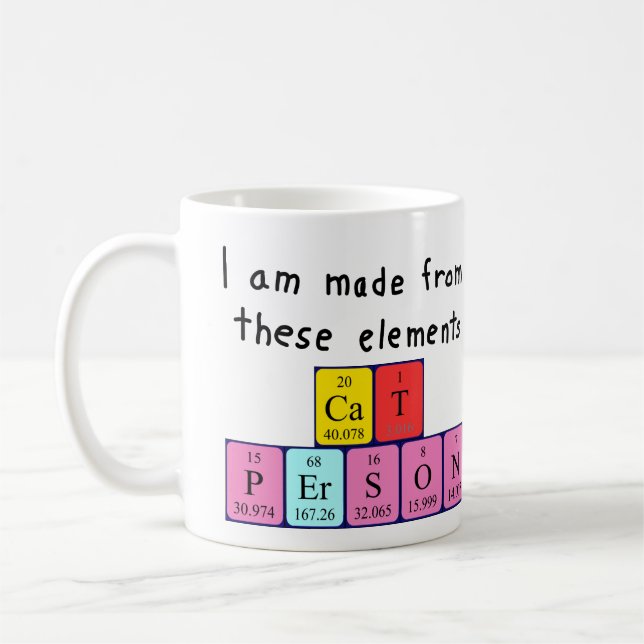 Chat Personne nom de table périodique mug (Gauche)