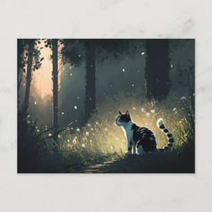 Chat Piebald noir et blanc dans la carte postale d