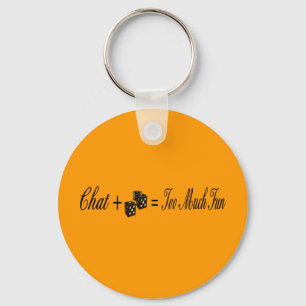 chat plus dice equals too much fun keychain