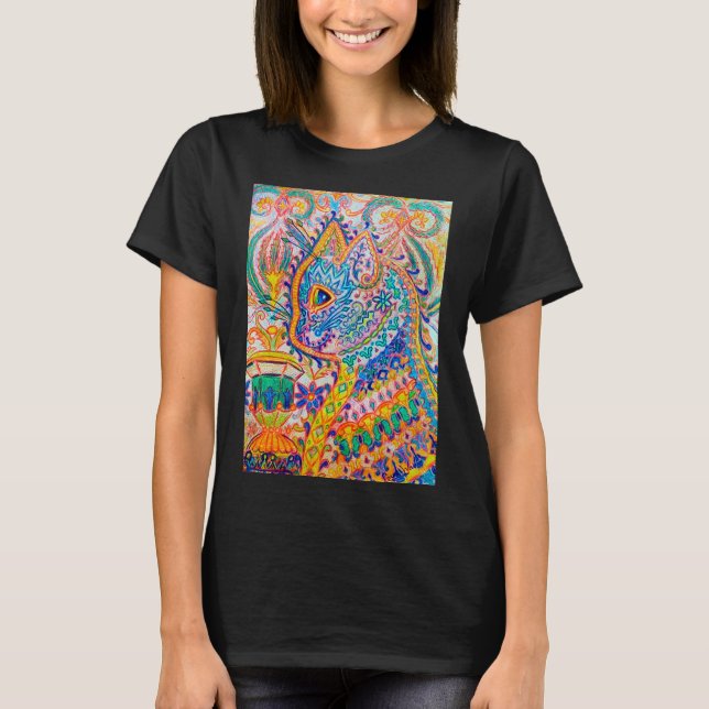 Chat psychédélique, T-shirt Louis Wain (Devant)