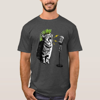 Chat Punk, T-Shirt Graphique Amusant