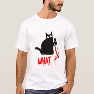 Chat Quoi ? Chat noir meurtrier avec t-shirt coute
