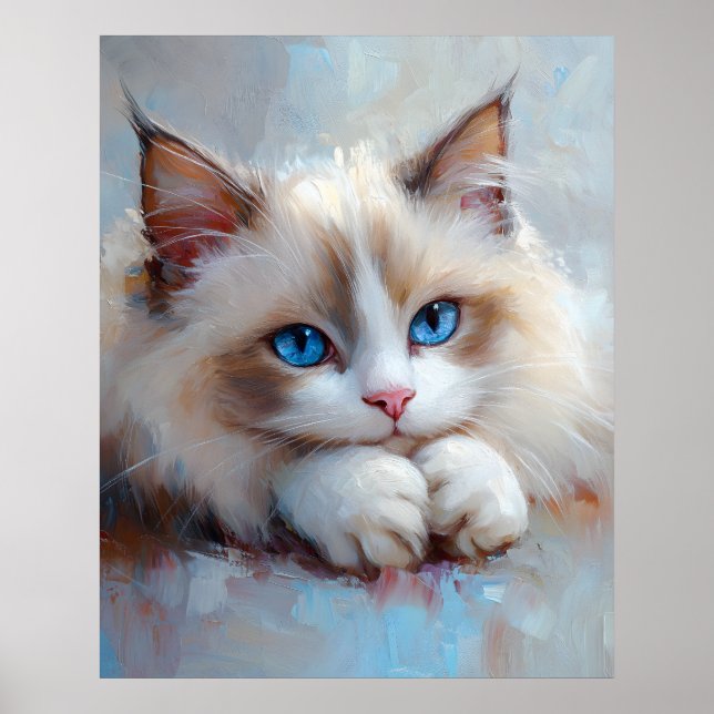 Chat Ragdoll Douce – Impression d'Art Pastel Doux (Devant)