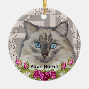 Chat Ragdoll Roses Ornement