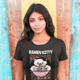 CHAT RAMEN NOODLES SOUP KITTY T-SHIRTS TEE - SHIRT