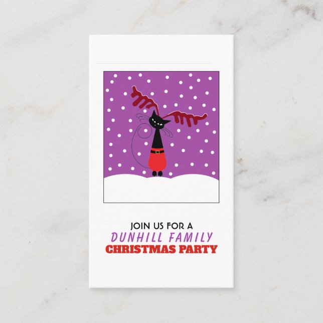 Chat Renne, Invitation Ticket de Fête de Noël (Devant)