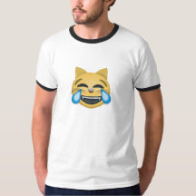 Chat riant le T-shirt pleurant dur d'Emoji