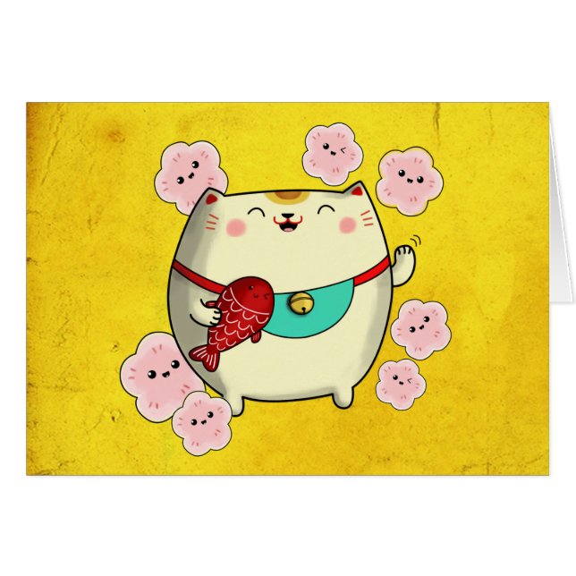 Chat rond mignon de Maneki Neko (Devant horizontal)