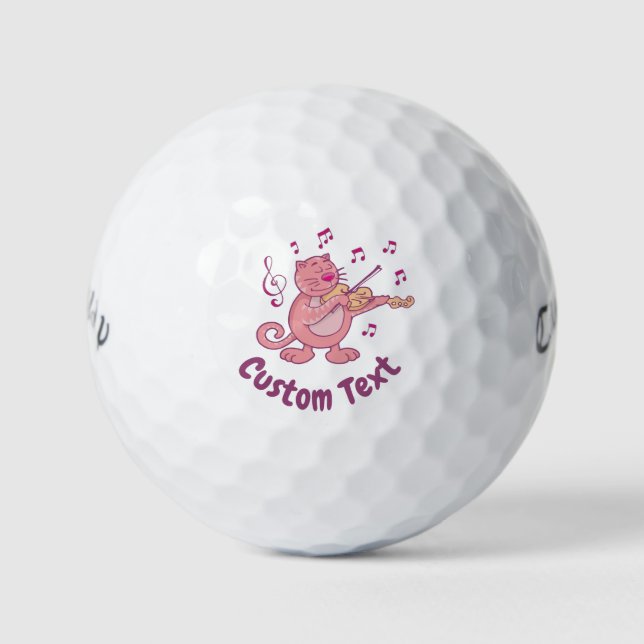 Chat rose avec balles de golf violon (Devant)