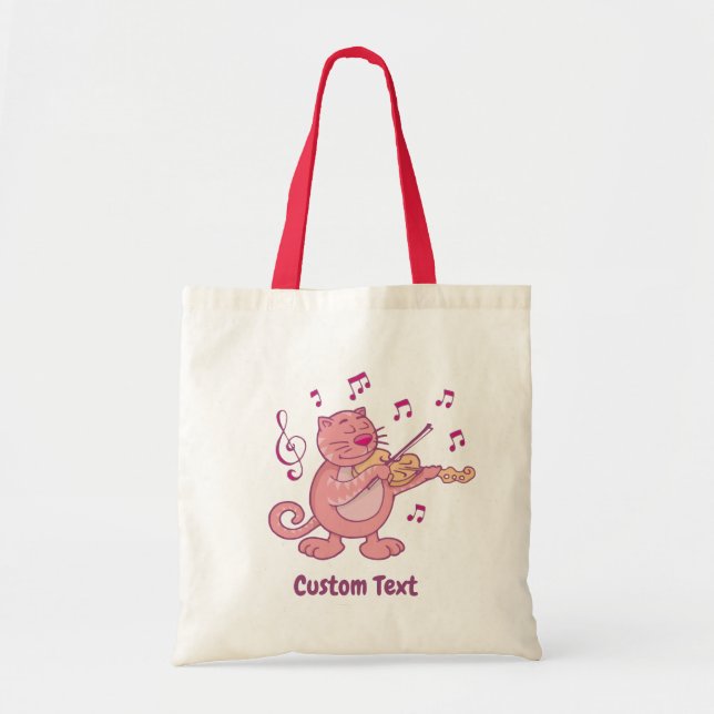 Chat rose avec Sac fourre-tout violon (Devant)