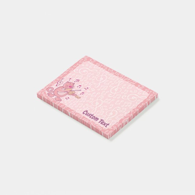 Chat rose avec Violon Post-it Notes (Incliné)