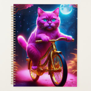 Chat Rose Sur Un Parcours Pittoresque De Vélo D'Or