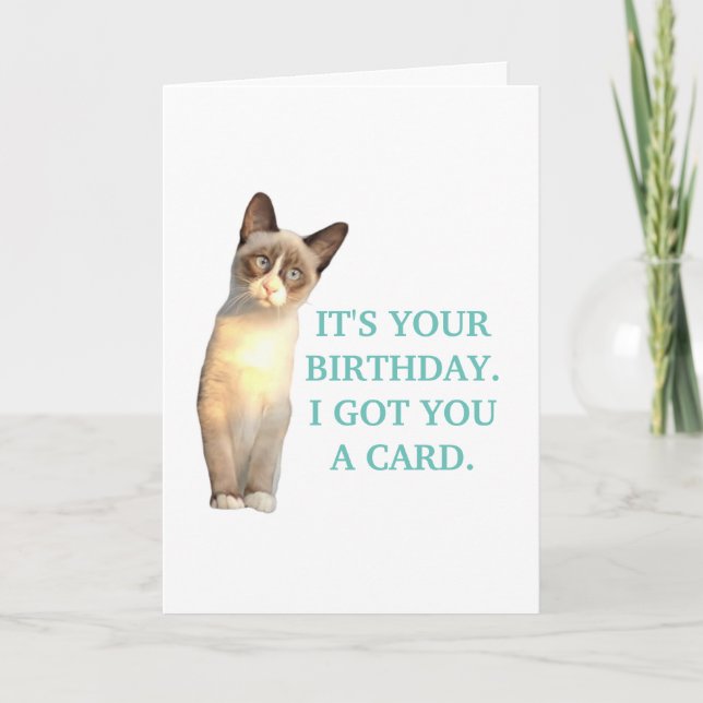 Chat Sarcastique, Carte Anniversaire (Devant)