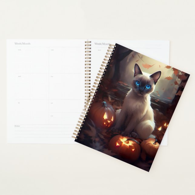 Chat Siamais Halloween Avec Peur Citrouille (Devant avec enveloppe)