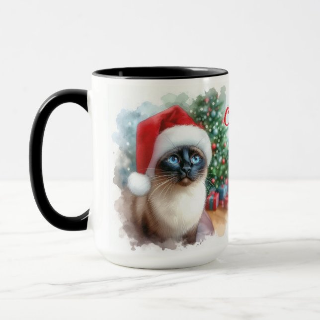 Chat siamois Joyeux Noël Café Mug Cup (Gauche)