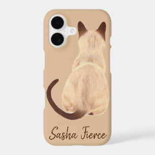 Chat siamois Sasha assis vue arrière Kitty personn