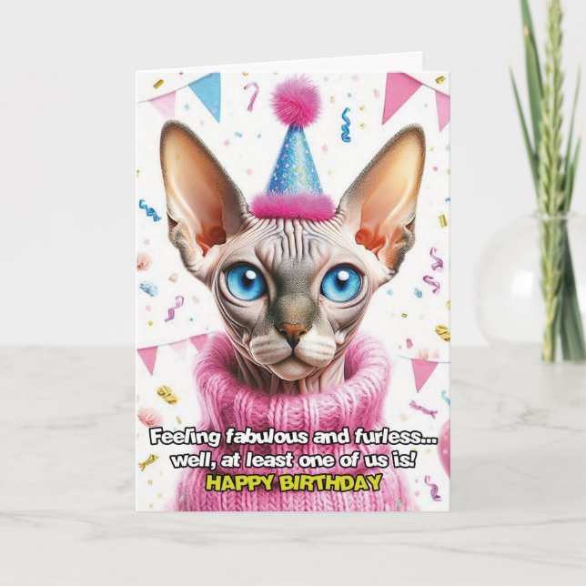 Chat Sphinx en Jumper Kntd Carte d'anniversaire (Devant)