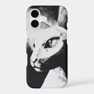 Chat Sphynx Noir Blanc Contraste Kitty sans poils 