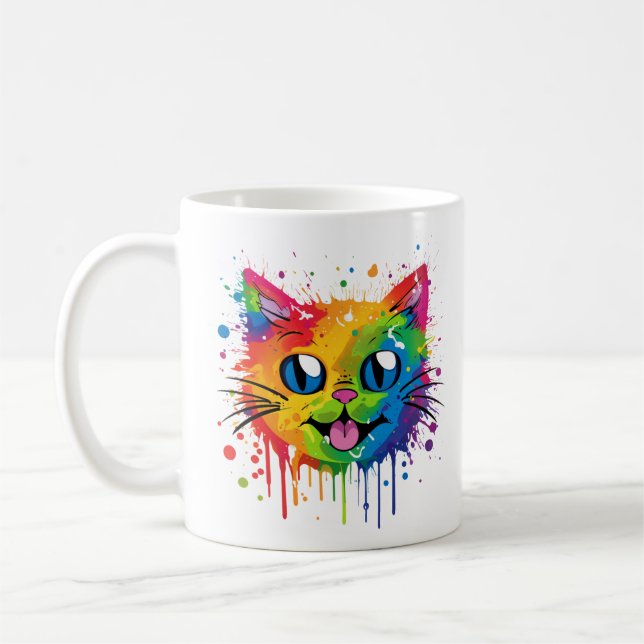 Chat Splat Rainbow Design Mug (Gauche)