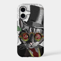 Chat Steampunk - Chapeau haut-de-forme et lunettes