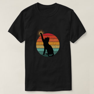 Chat Sunset Rétro Silhouette - T-shirt esthétique