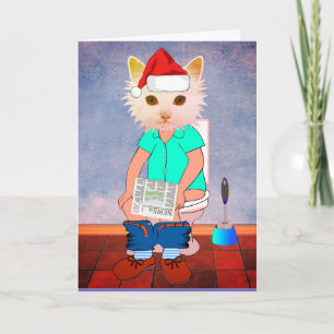 CHAT SUR LES CARTES DE NOËL AMUSANTES TOILETTES